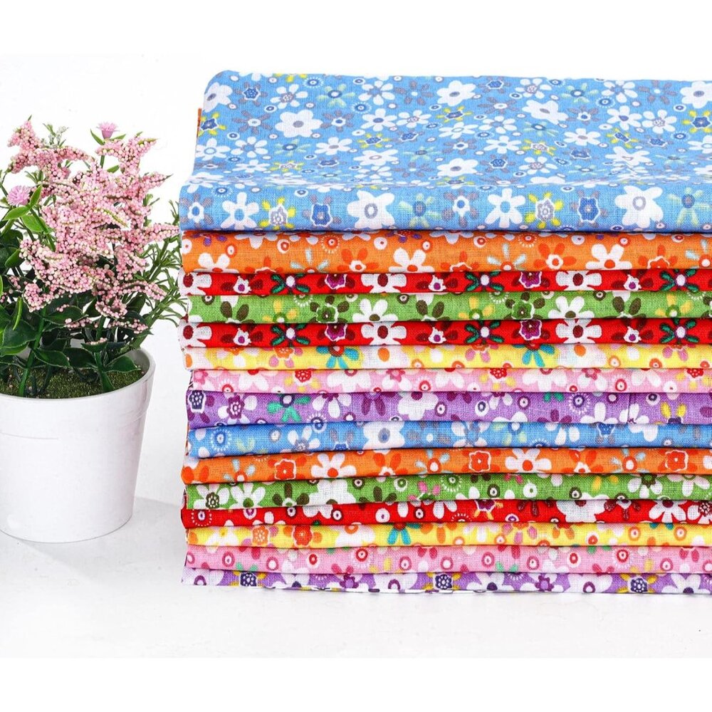 15 Pcs 20 x 20 Inch Cotton Fabric Floral Square Quilting Patchwork Flower Fabric